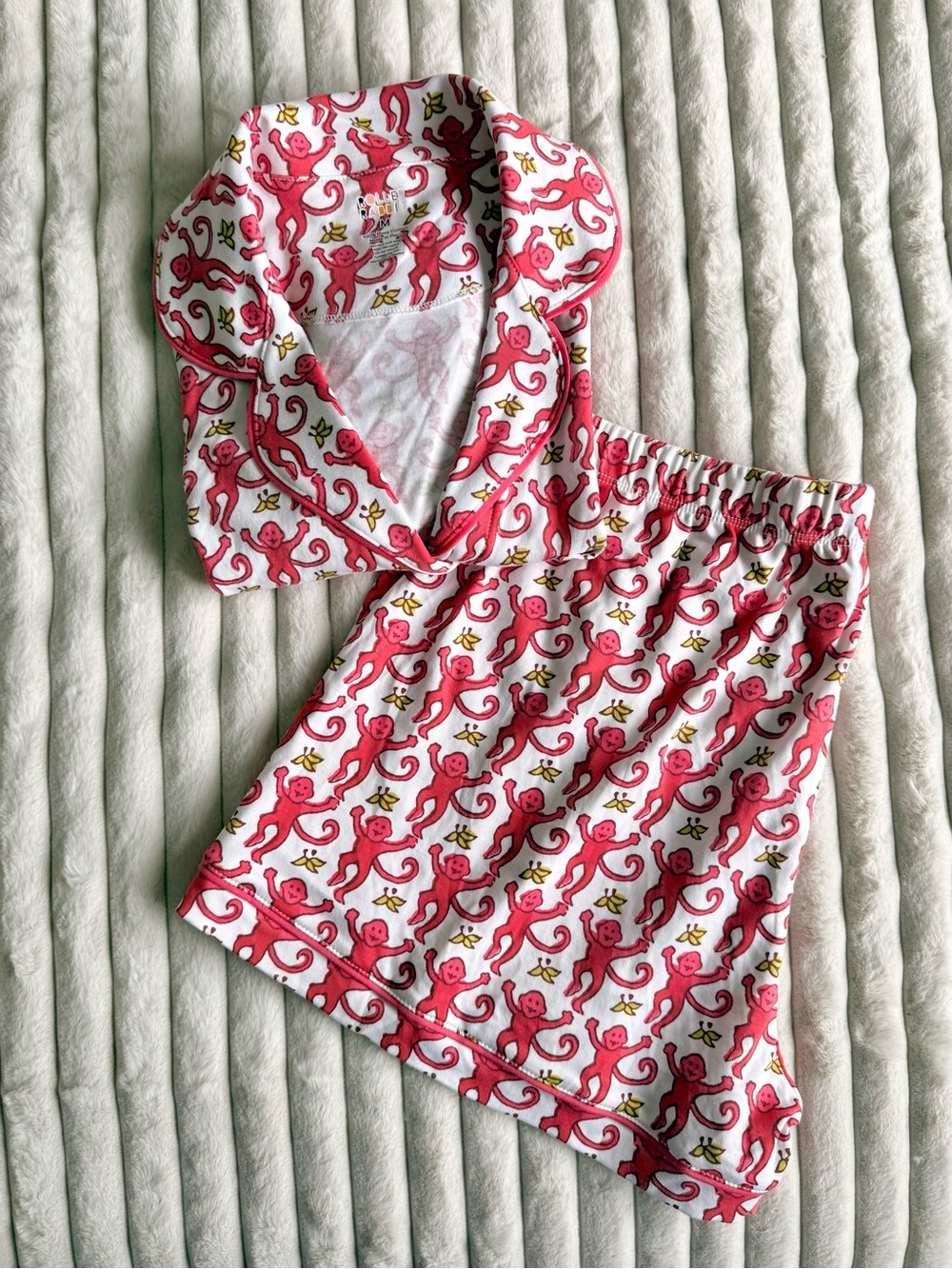 Roller Rabbit Original Pink Monkey Polo Pajama Set M NWOT